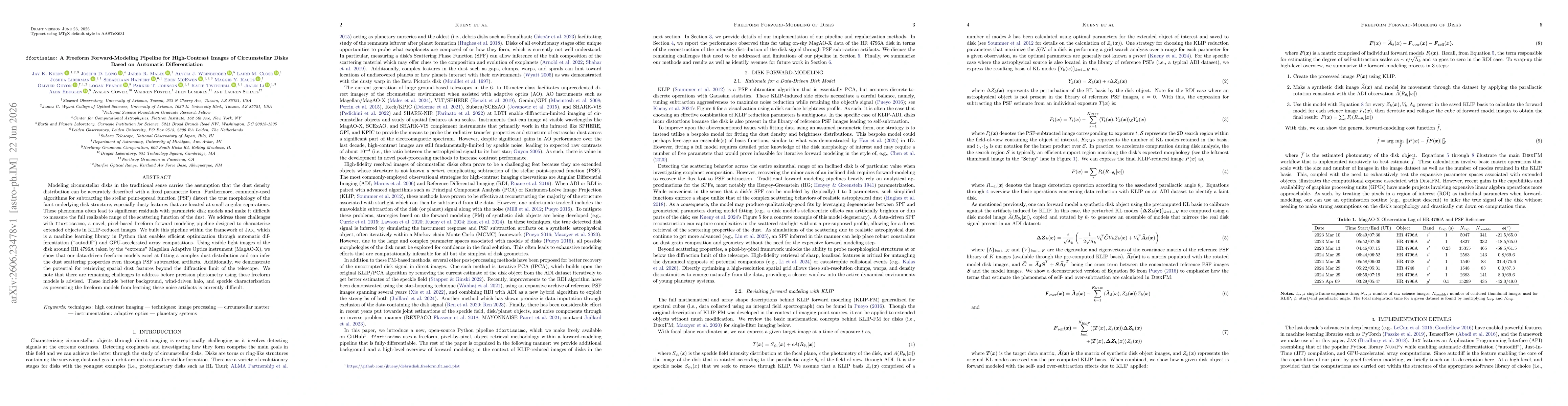 Thumbnail for ffortissimo: A Freeform Forward-Modeling Pipeline for High-Contrast Images of Circumstellar Disks Based on Automatic Differentiation