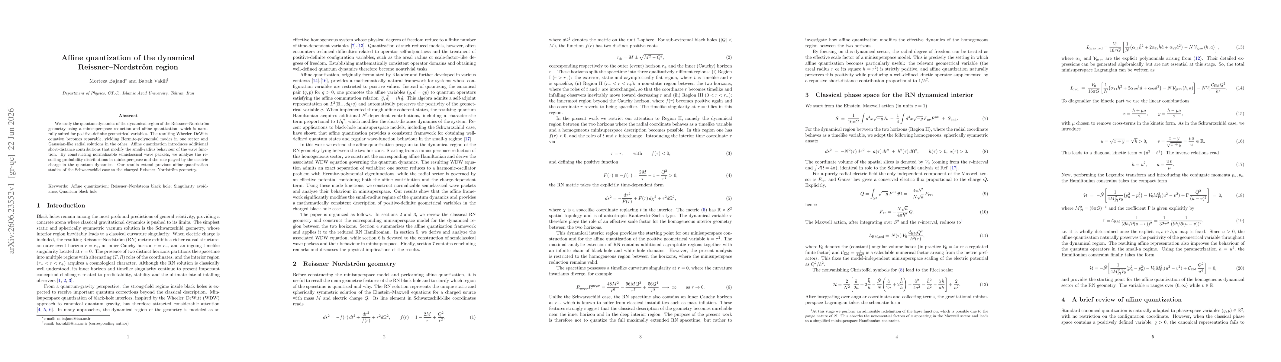 Thumbnail for Affine quantization of the dynamical Reissner--Nordström region