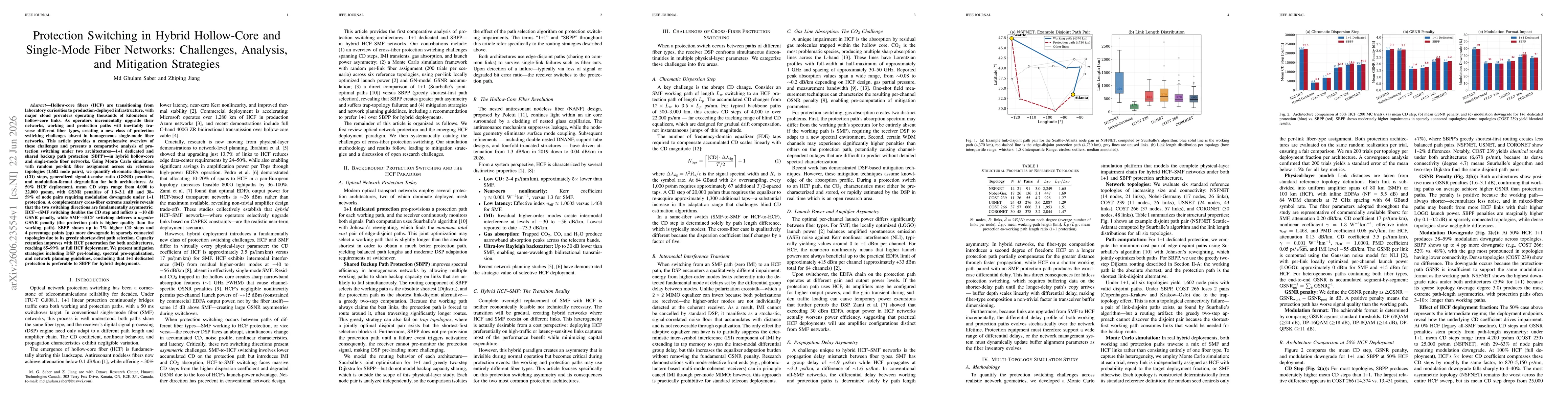 Thumbnail for Protection Switching in Hybrid Hollow-Core and Single-Mode Fiber Networks: Challenges, Analysis, and Mitigation Strategies