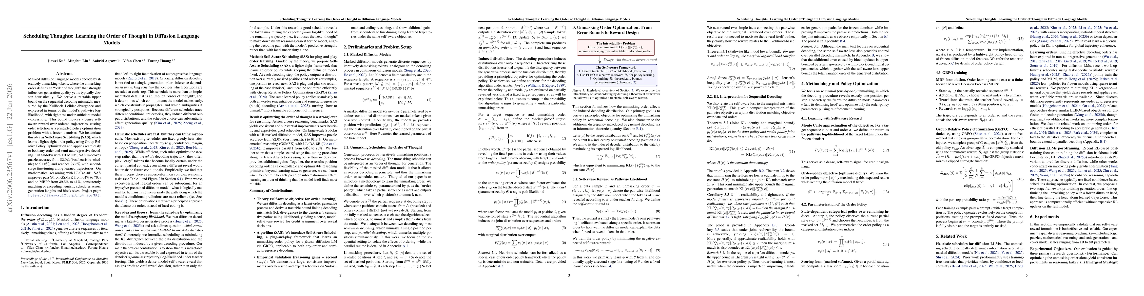 Thumbnail for Scheduling Thoughts: Learning the Order of Thought in Diffusion Language Models