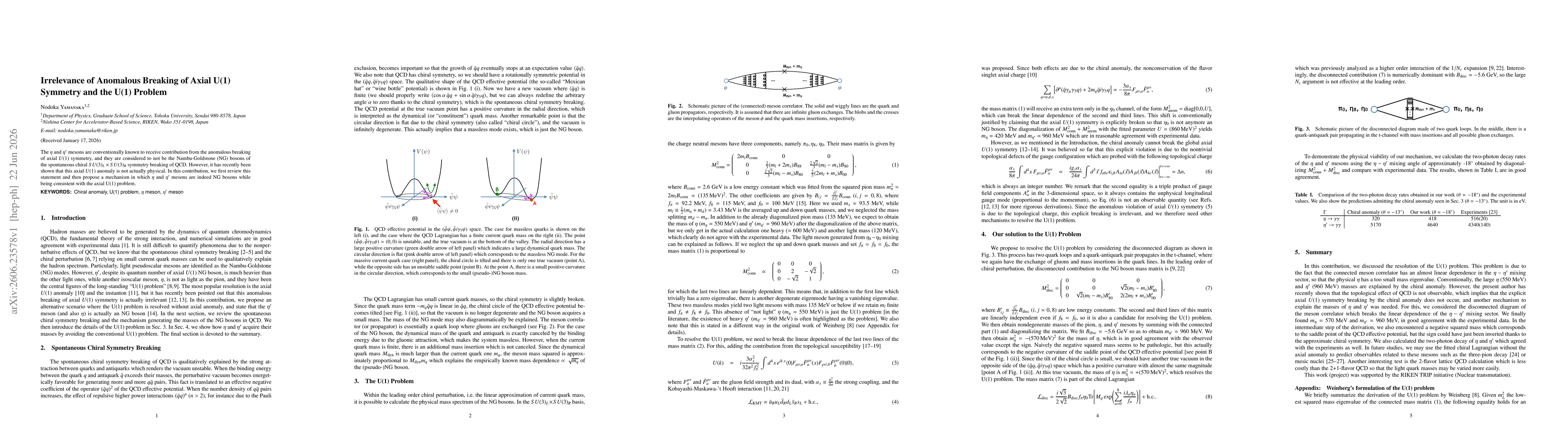 Thumbnail for Irrelevance of Anomalous Breaking of Axial U(1) Symmetry and the U(1) Problem