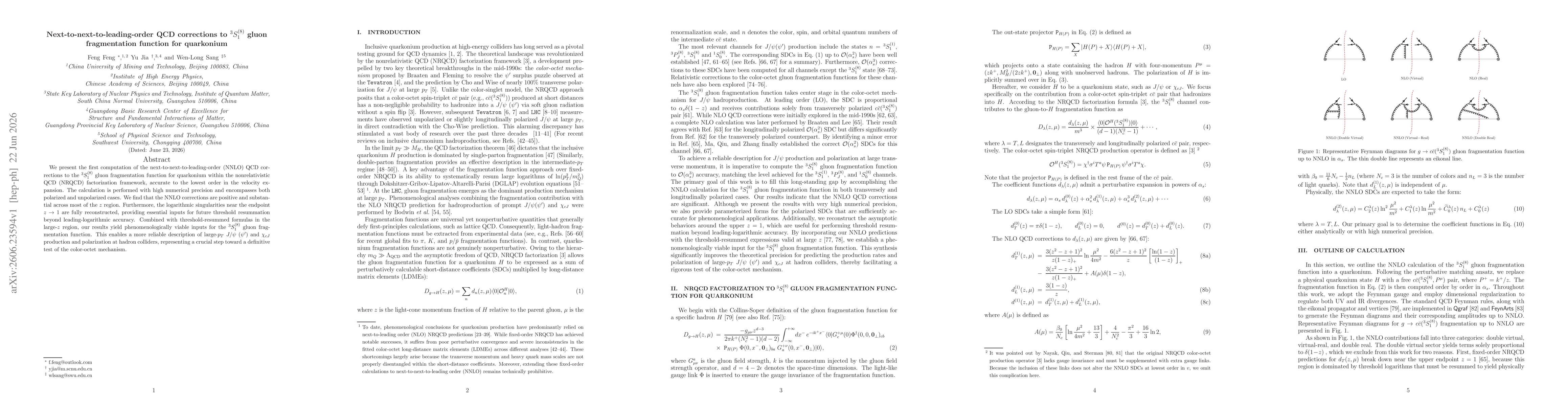 Thumbnail for Next-to-next-to-leading-order QCD corrections to ${}^3S_1^{(8)}$ gluon fragmentation function for quarkonium