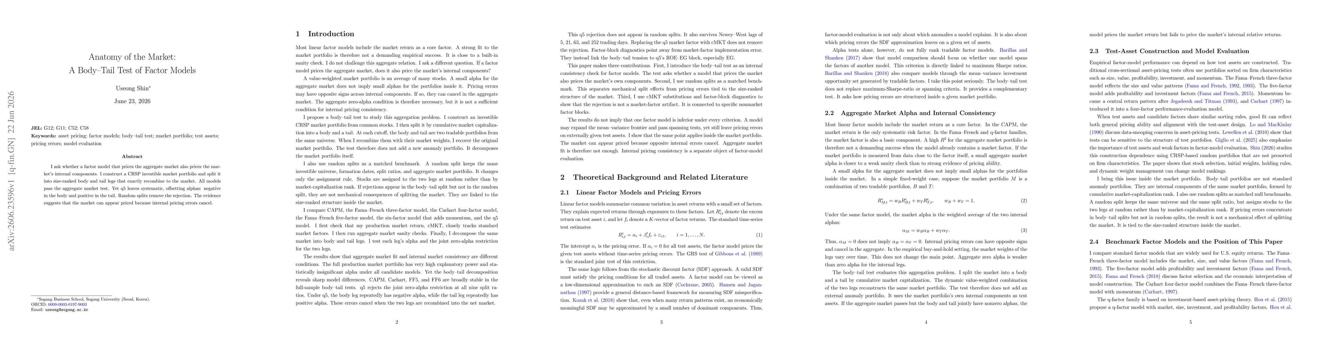 Thumbnail for Anatomy of the Market: A Body-Tail Test of Factor Models