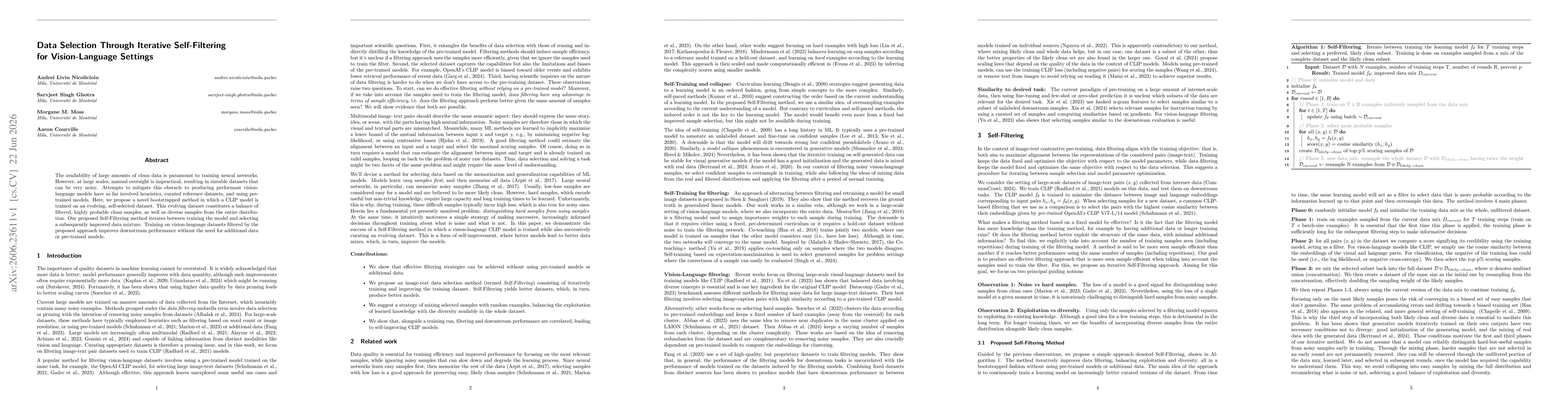 Thumbnail for Data Selection Through Iterative Self-Filtering for Vision-Language Settings