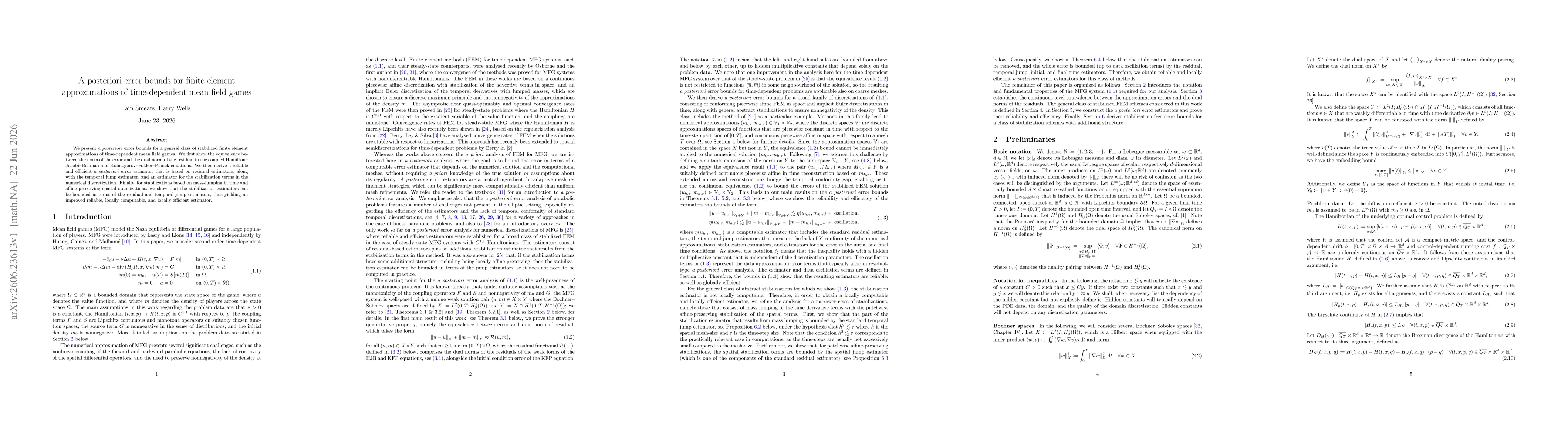 Thumbnail for A posteriori error bounds for finite element approximations of time-dependent mean field games
