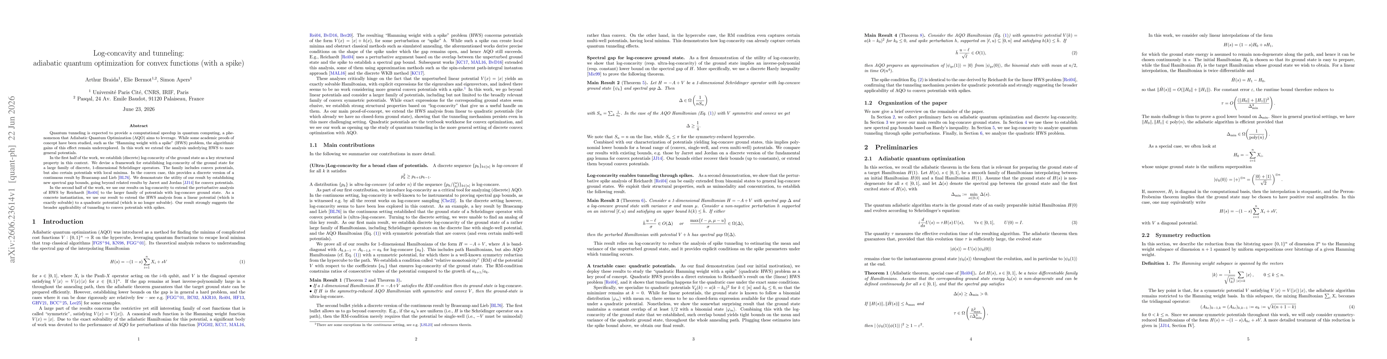 Thumbnail for Log-concavity and tunneling: adiabatic quantum optimization for convex functions (with a spike)