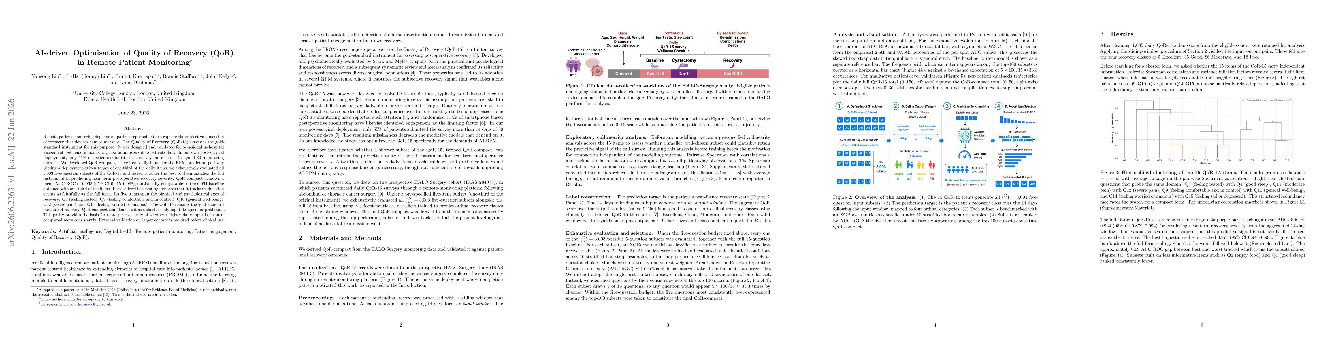 Thumbnail for AI-driven Optimisation of Quality of Recovery (QoR) in Remote Patient Monitoring