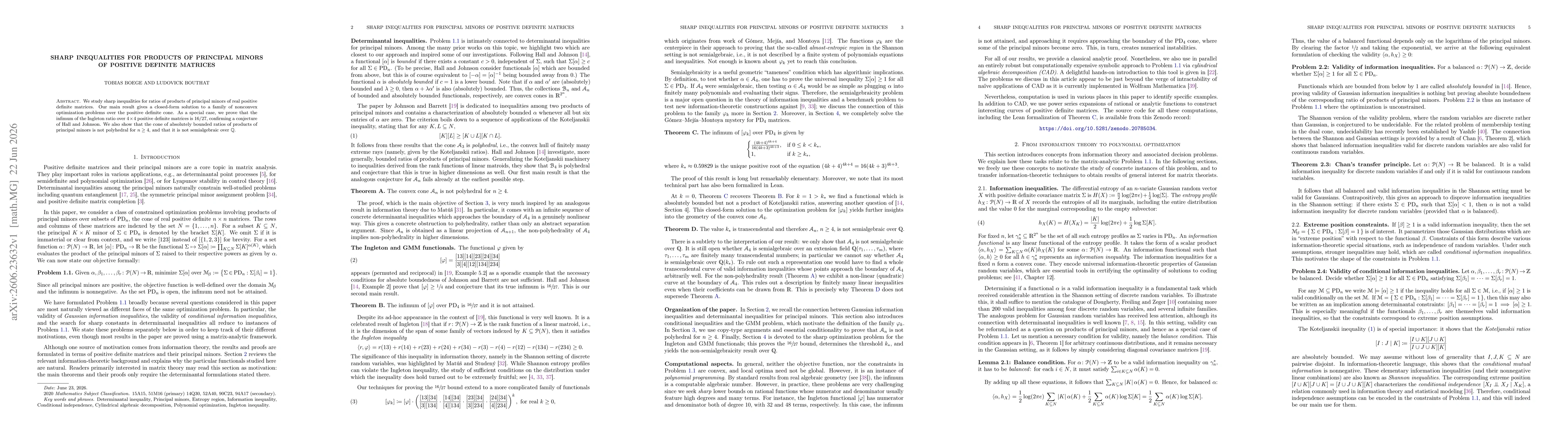 Thumbnail for Sharp Inequalities for Products of Principal Minors of Positive Definite Matrices