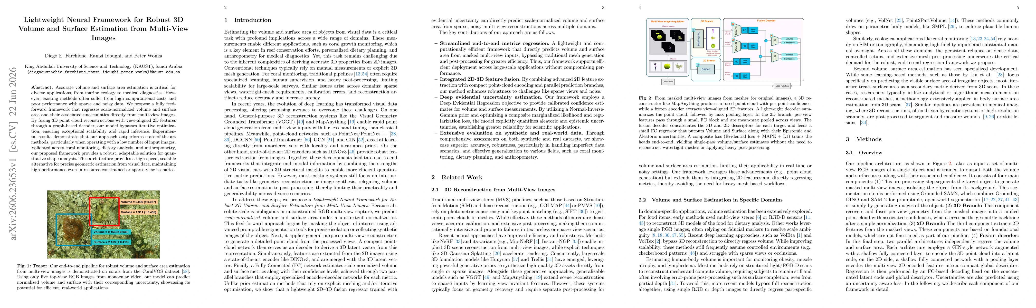 Thumbnail for Lightweight Neural Framework for Robust 3D Volume and Surface Estimation from Multi-View Images