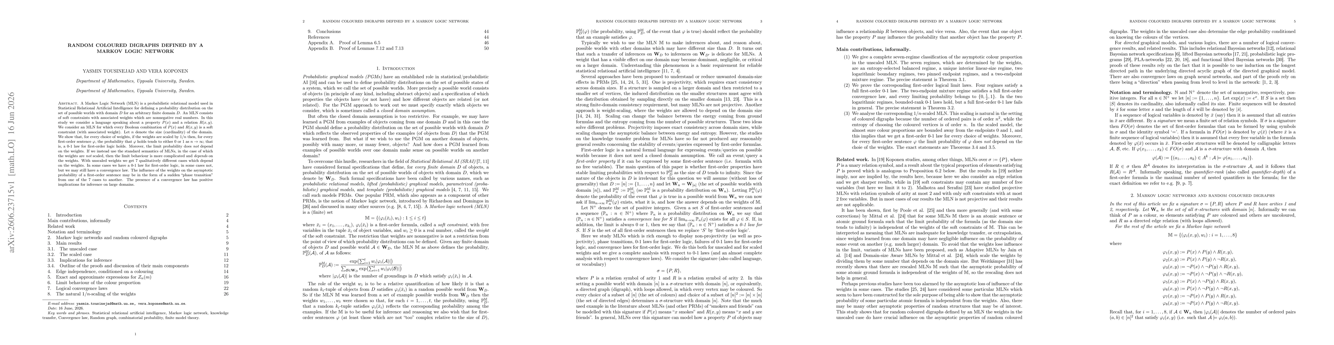 Thumbnail for Random coloured digraphs defined by a Markov logic network