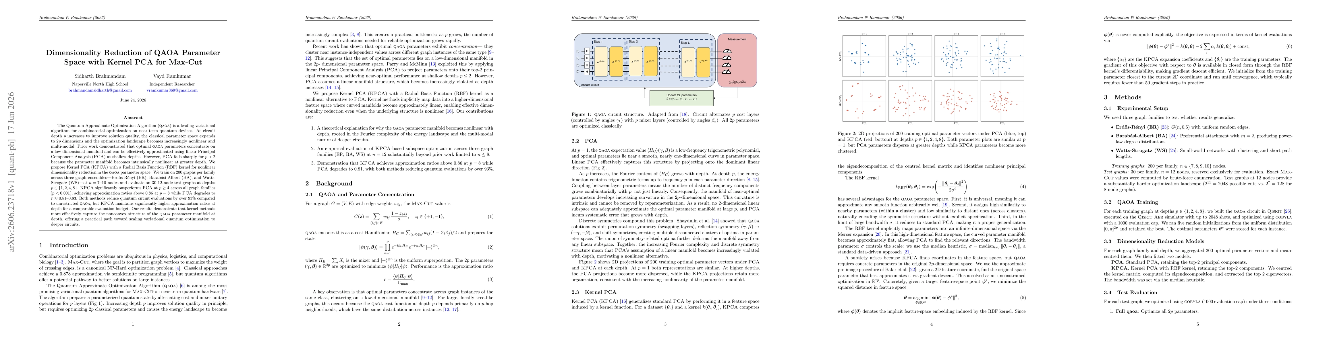 Thumbnail for Dimensionality Reduction of QAOA Parameter Space with Kernel PCA for Max-Cut