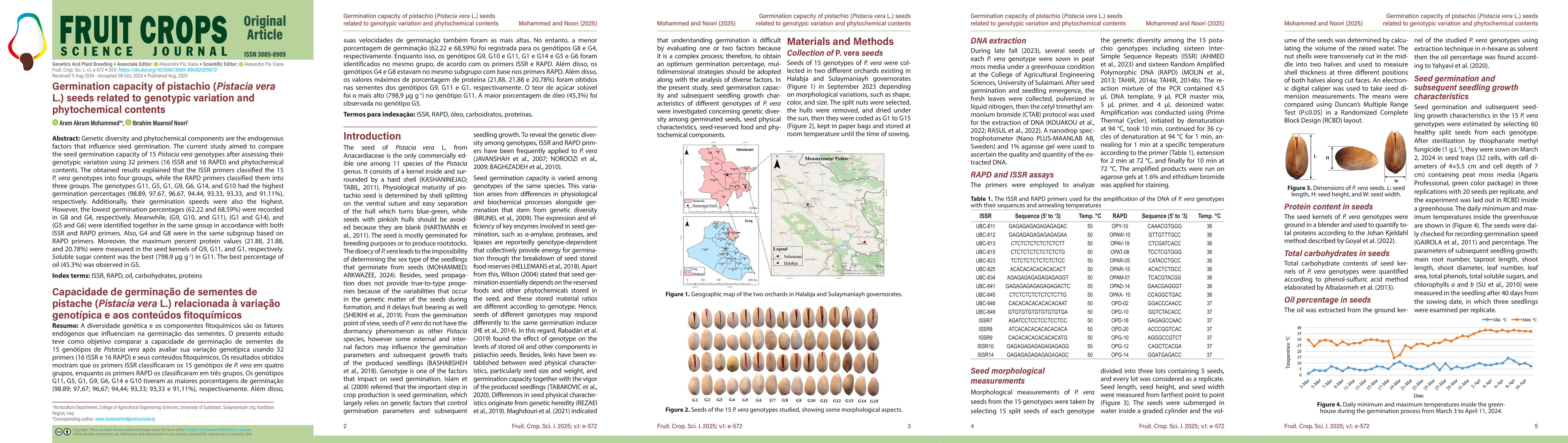 Thumbnail for Germination capacity of pistachio (Pistacia vera L.) seeds related to genotypic variation and phytochemical contents