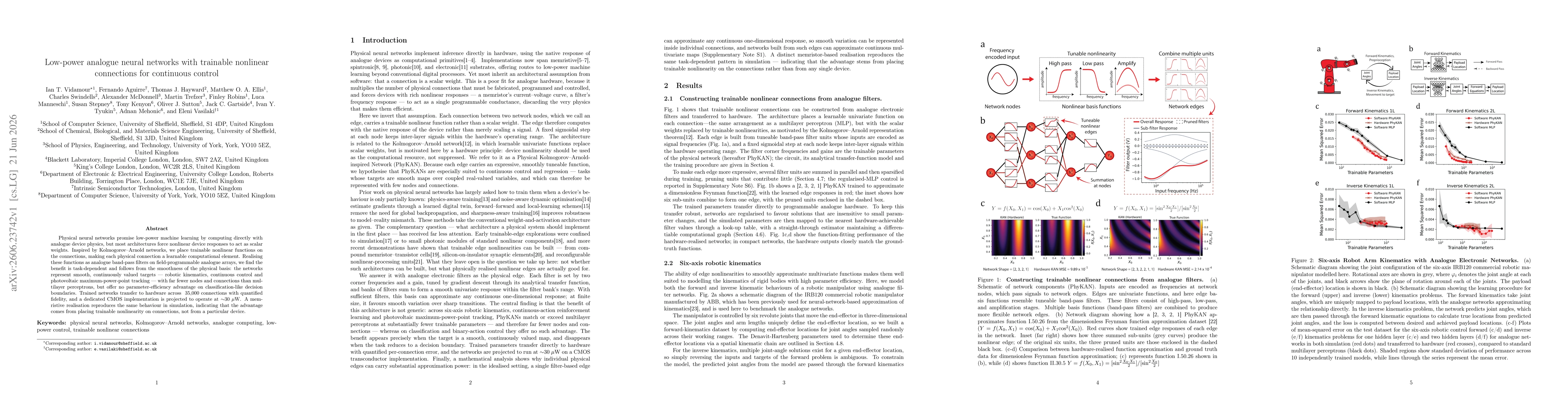 Thumbnail for Low-power analogue neural networks with trainable nonlinear connections for continuous control