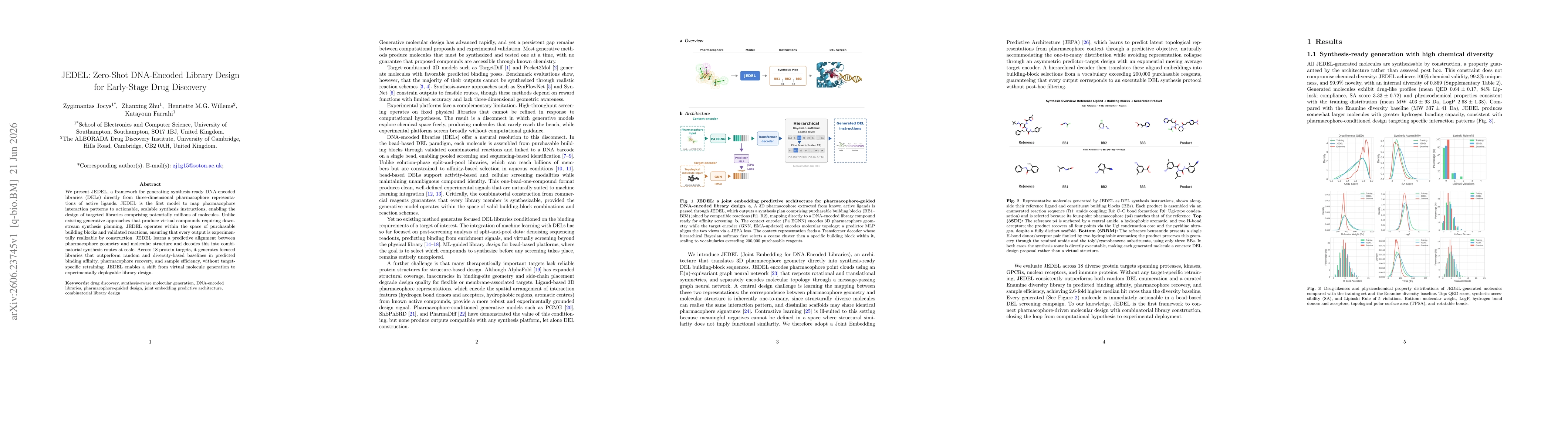Thumbnail for JEDEL: Zero-Shot DNA-Encoded Library Design for Early-Stage Drug Discovery
