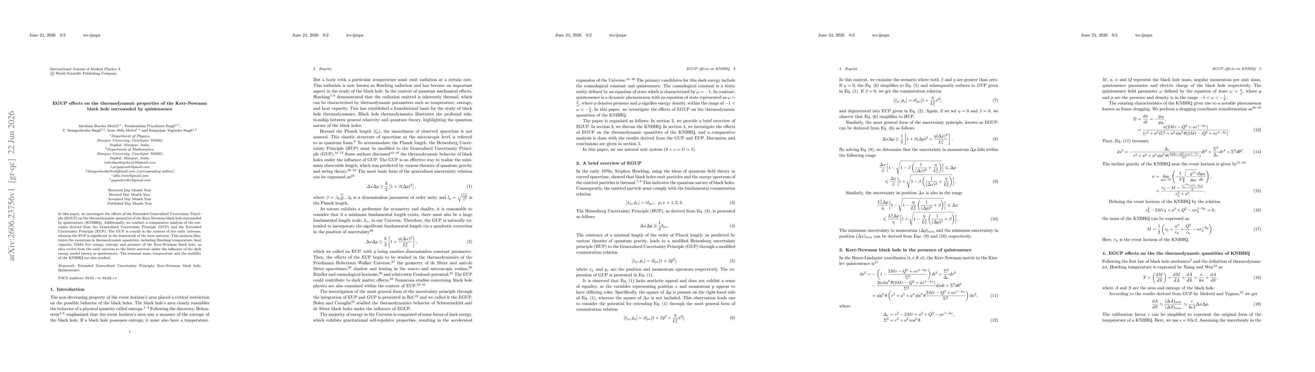 Thumbnail for EGUP effects on the thermodynamic properties of the Kerr-Newman black hole surrounded by quintessence