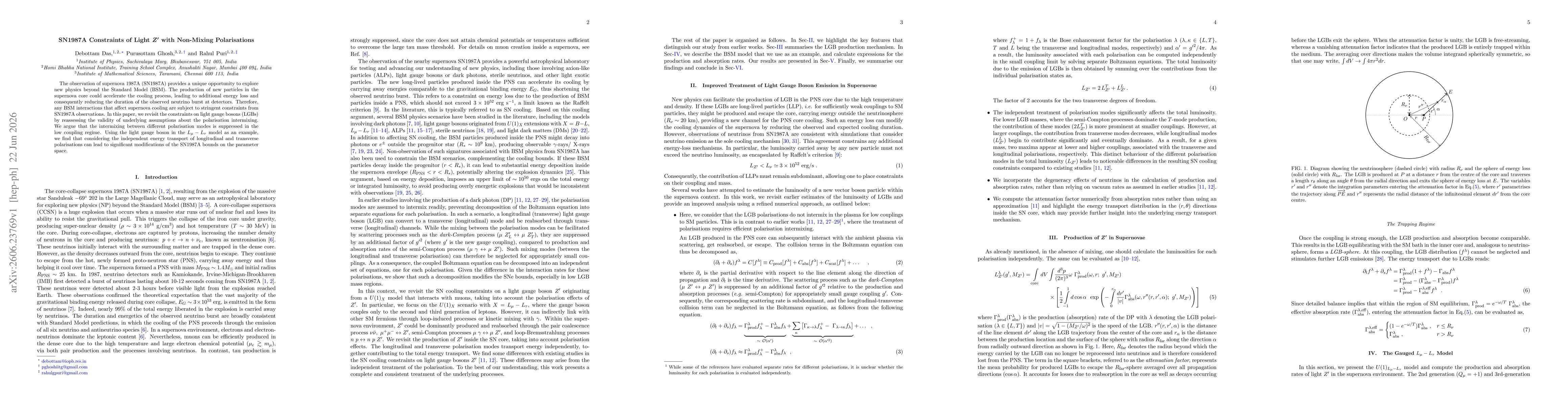 Thumbnail for SN1987A Constraints of Light $\boldsymbol{Z'}$ with Non-Mixing Polarisations