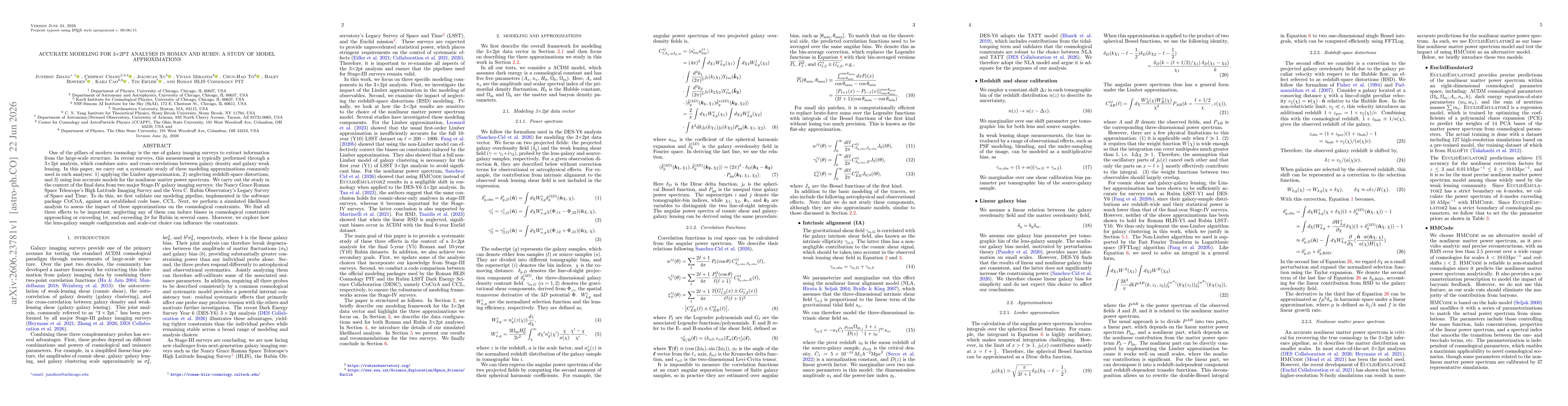 Thumbnail for Accurate modeling for 3$\times$2pt analyses in Roman and Rubin: a study of model approximations