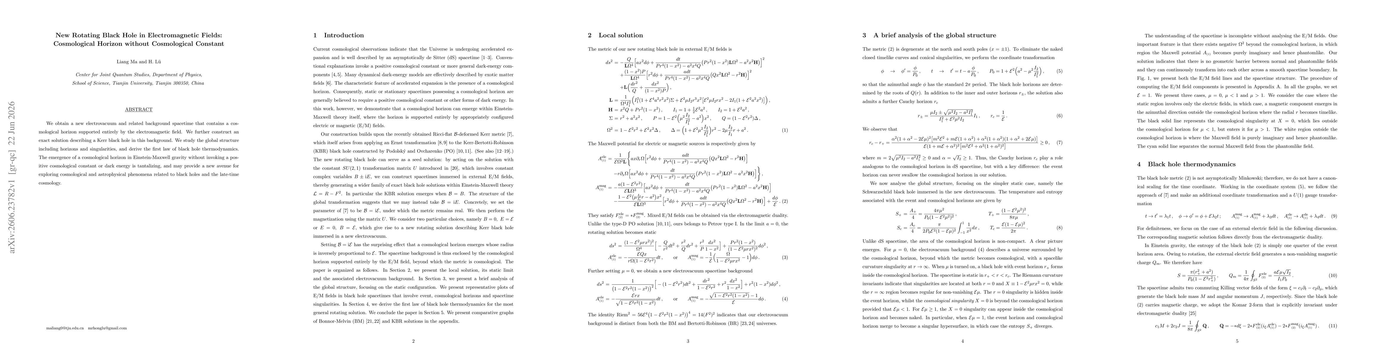 Thumbnail for New Rotating Black Hole in Electromagnetic Fields: Cosmological Horizon without Cosmological Constant