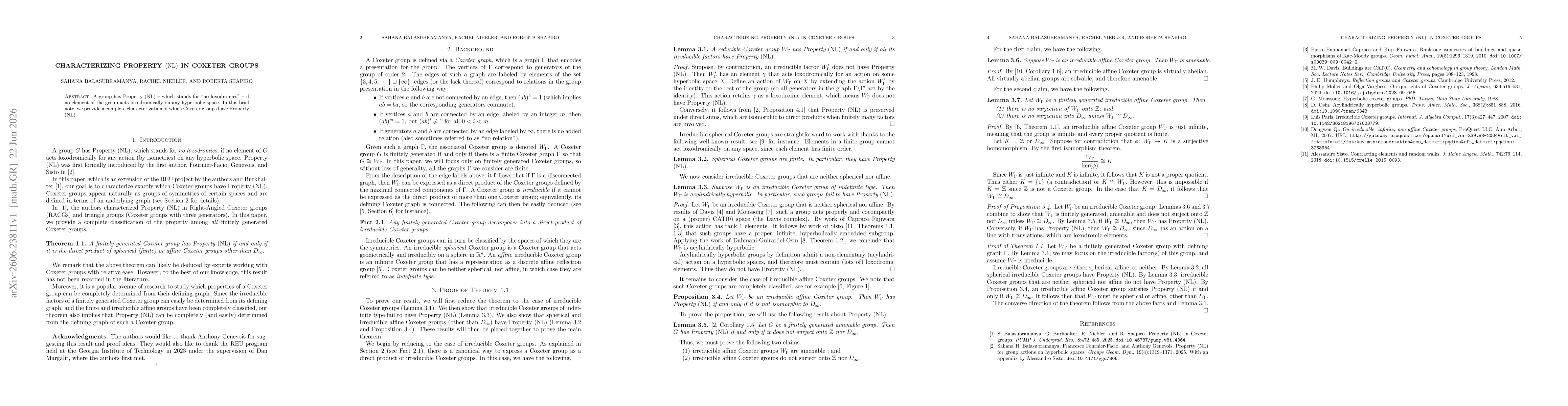 Thumbnail for Characterizing property (NL) in {C}oxeter groups
