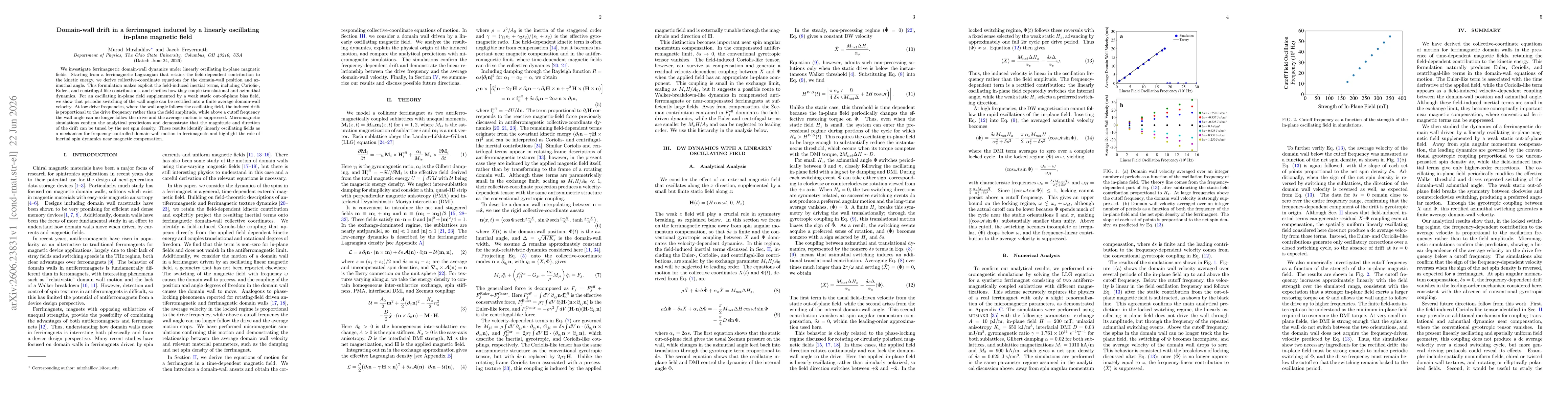Thumbnail for Domain-wall drift in a ferrimagnet induced by a linearly oscillating in-plane magnetic field