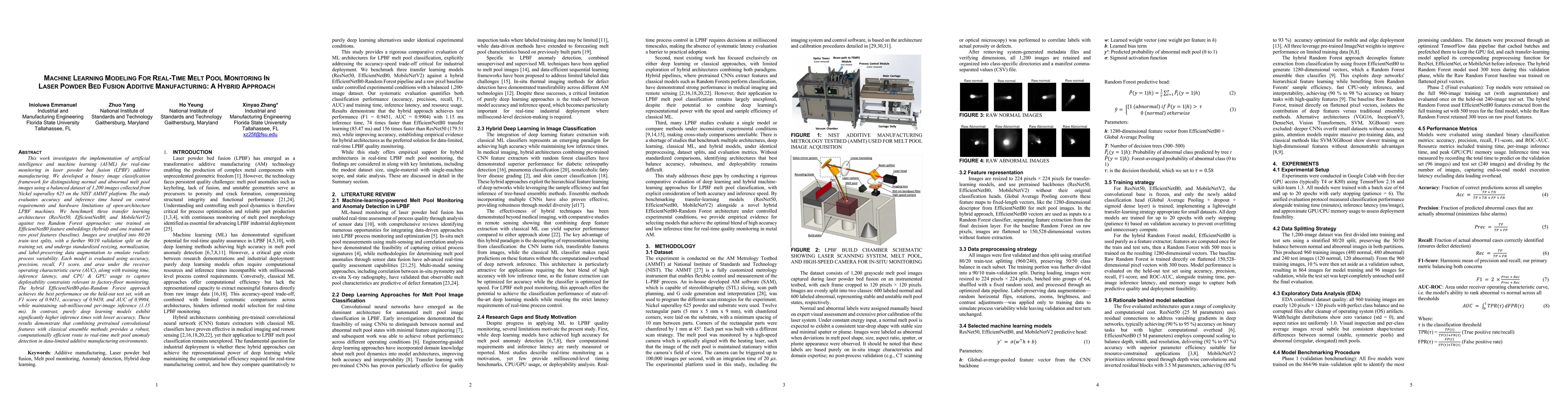 Thumbnail for Machine Learning Modeling for Real-Time Melt Pool Monitoring in Laser Powder Bed Fusion Additive Manufacturing: A Hybrid Approach