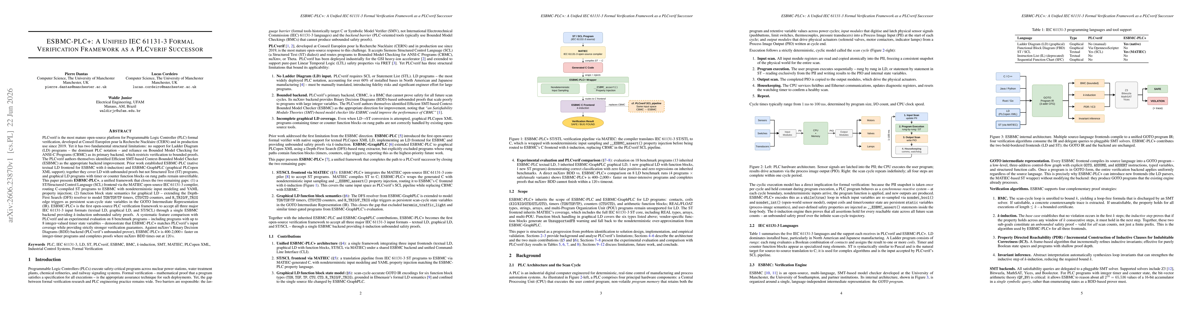 Thumbnail for ESBMC-PLC+: A Unified IEC~61131-3 Formal Verification Framework as a PLCverif Successor