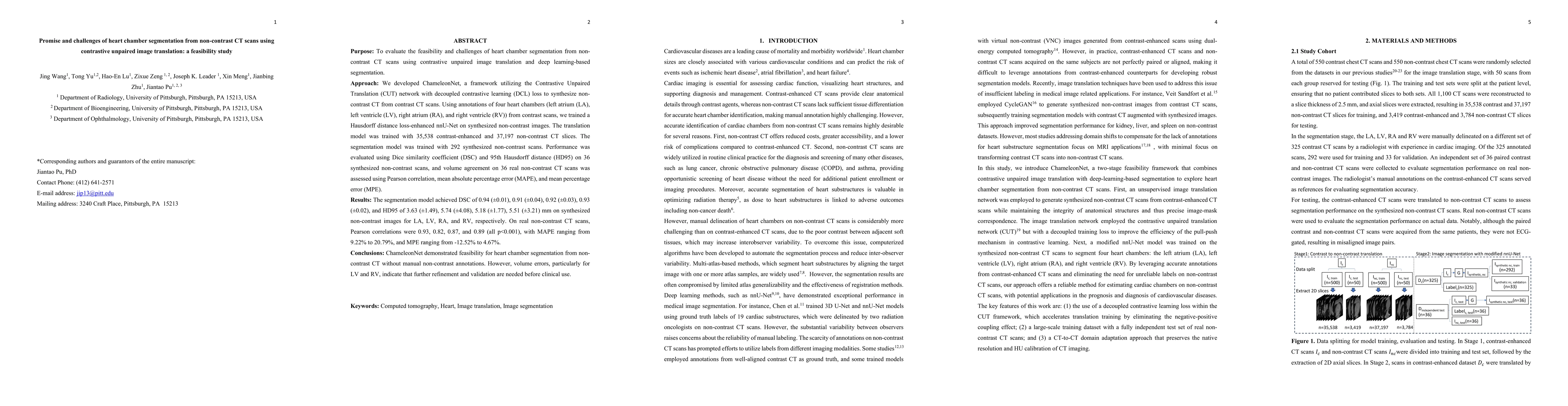 Thumbnail for Promise and challenges of heart chamber segmentation from non-contrast CT scans using contrastive unpaired image translation: a feasibility study