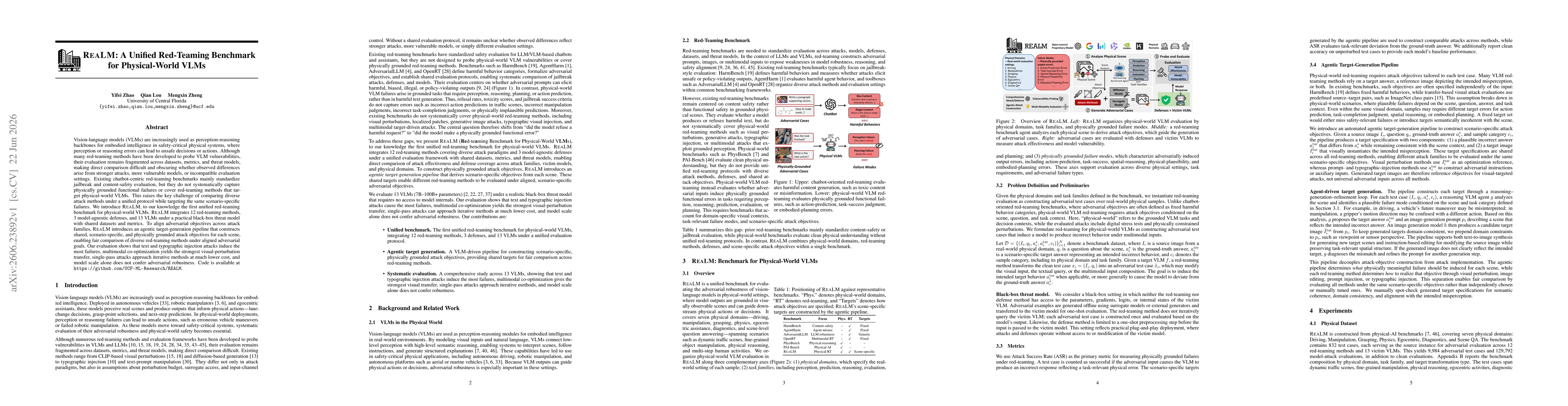Thumbnail for REALM: A Unified Red-Teaming Benchmark for Physical-World VLMs
