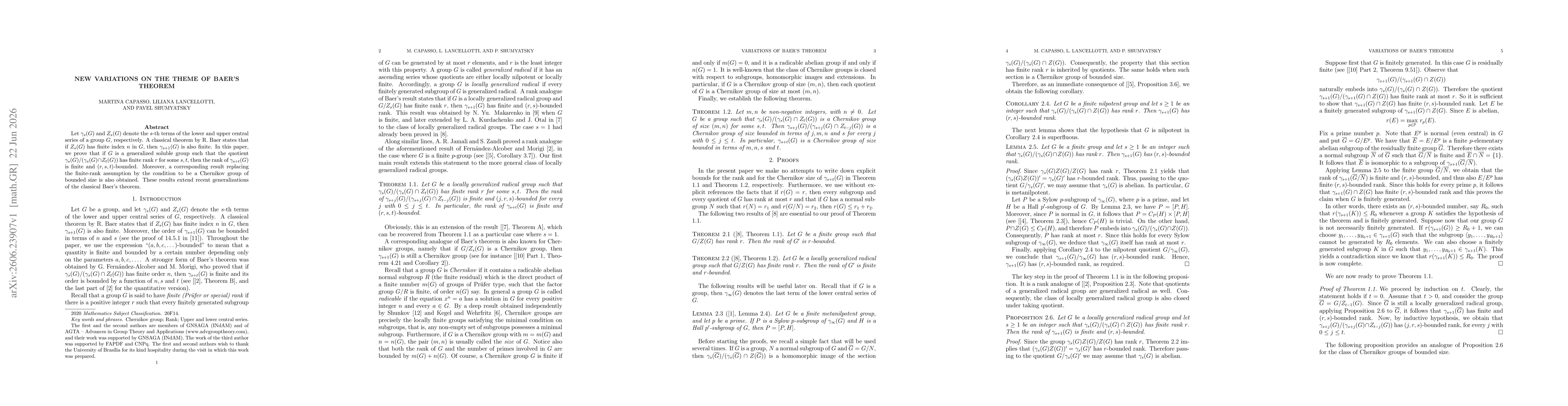 Thumbnail for New variations on the theme of Baer's theorem