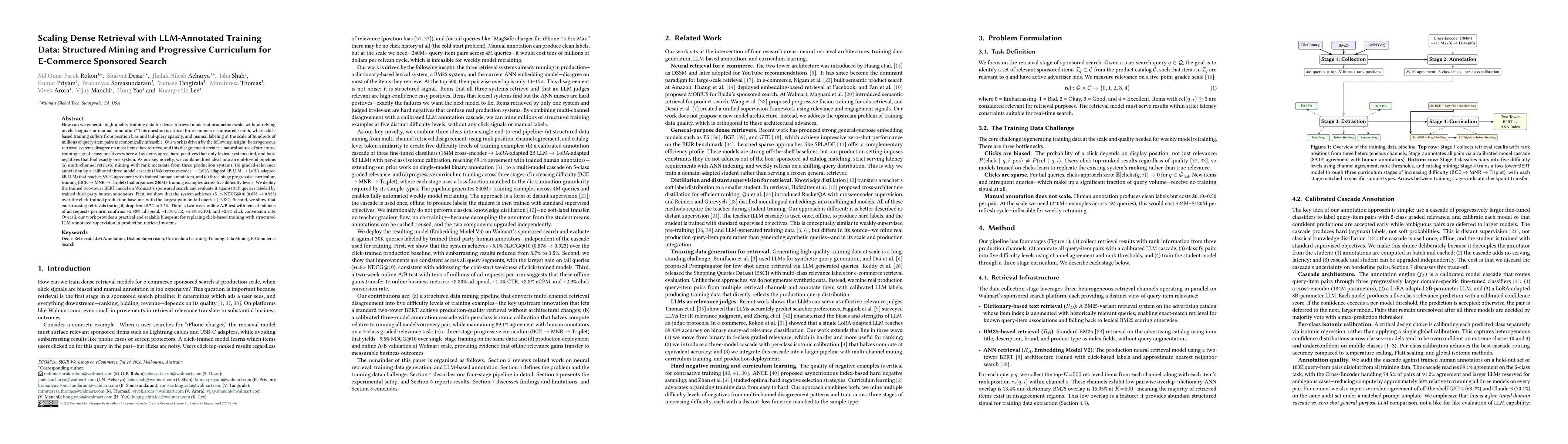 Thumbnail for Scaling Dense Retrieval with LLM-Annotated Training Data: Structured Mining and Progressive Curriculum for E-Commerce Sponsored Search