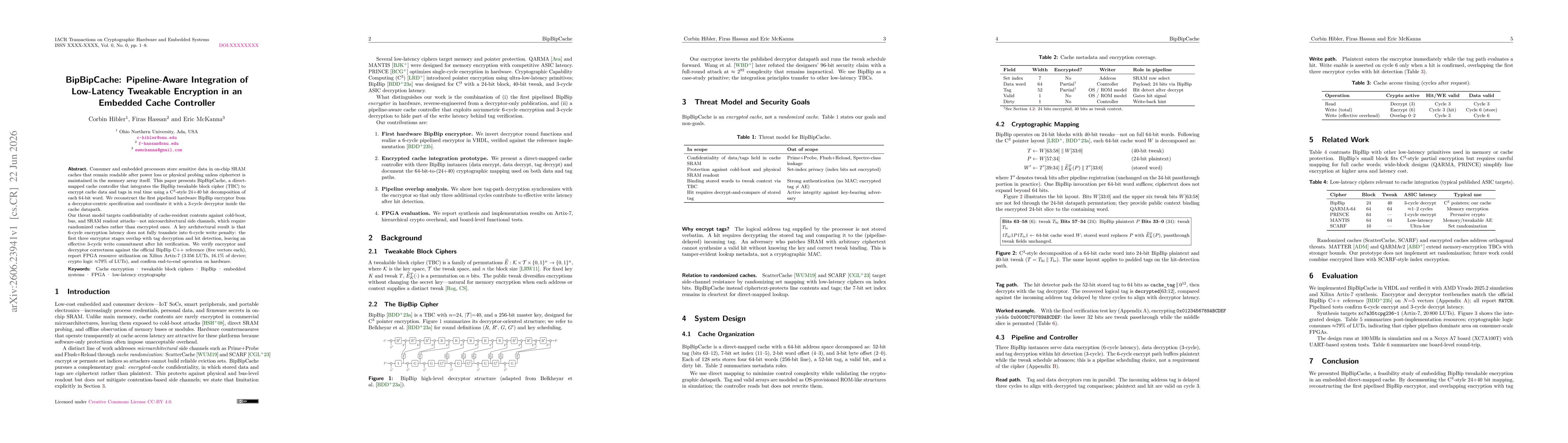 Thumbnail for BipBipCache: Pipeline-Aware Integration of Low-Latency Tweakable Encryption in an Embedded Cache Controller
