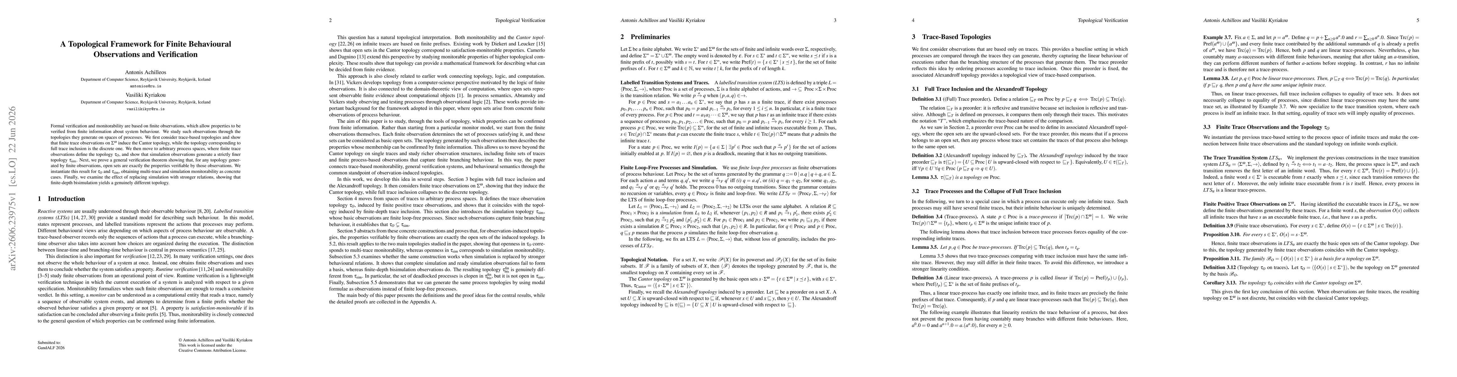 Thumbnail for A Topological Framework for Finite Behavioural Observations and Verification