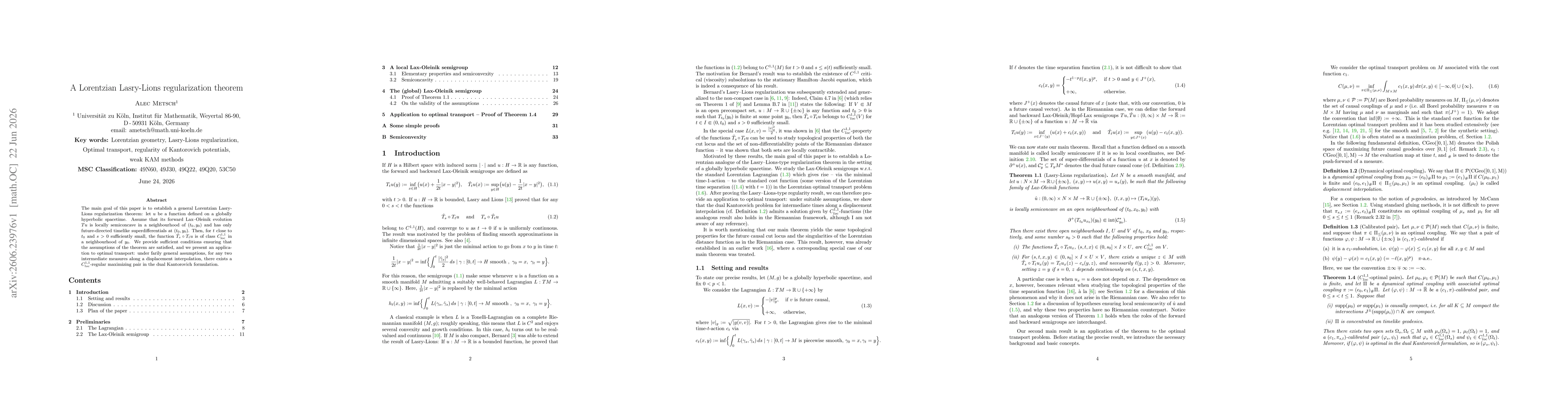 Thumbnail for A Lorentzian Lasry-Lions regularization theorem