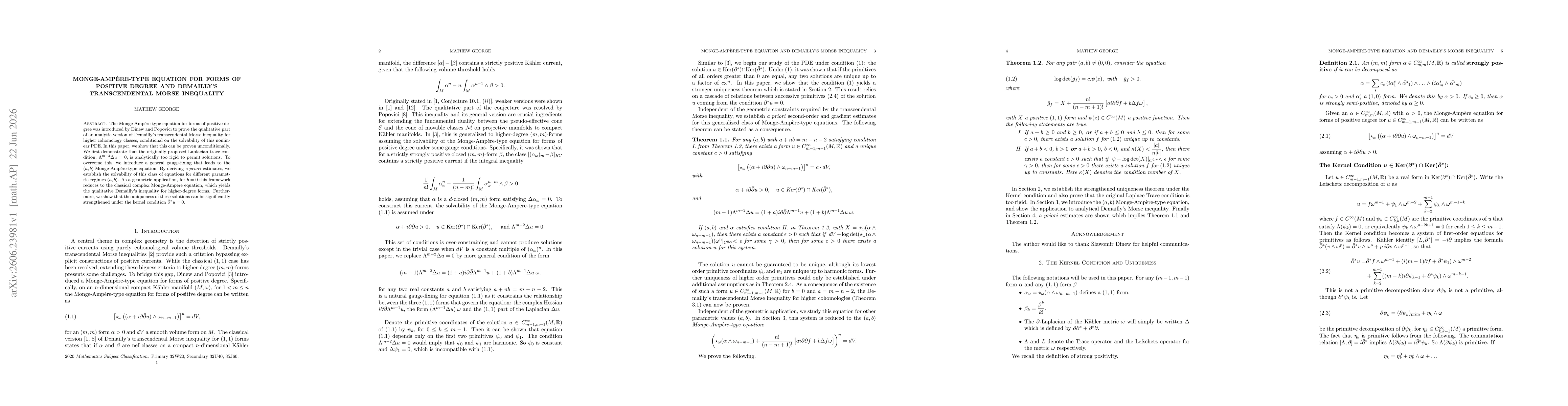 Thumbnail for Monge-Ampère-type equation for forms of positive degree and Demailly's transcendental Morse inequality