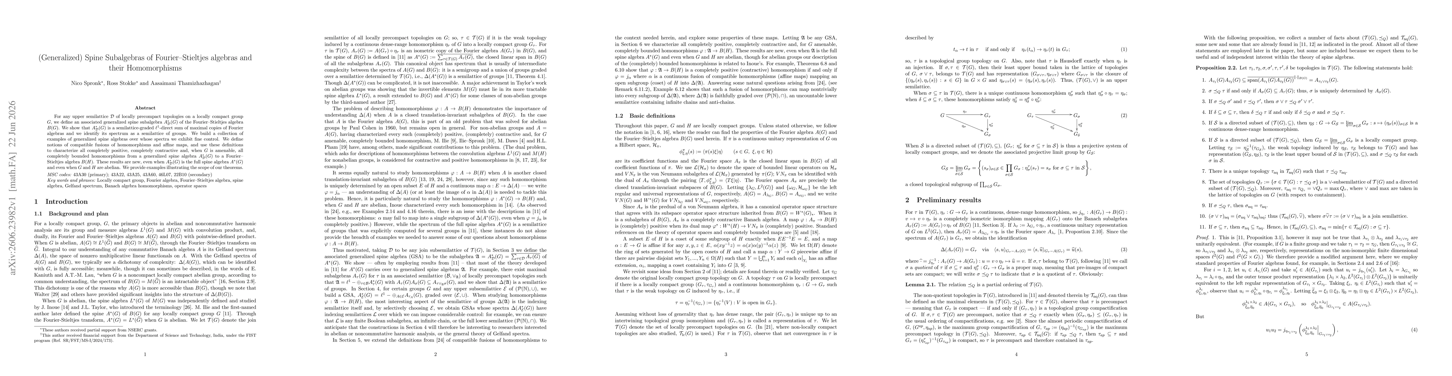 Thumbnail for (Generalized) Spine Subalgebras of Fourier-Stieltjes algebras and their Homomorphisms