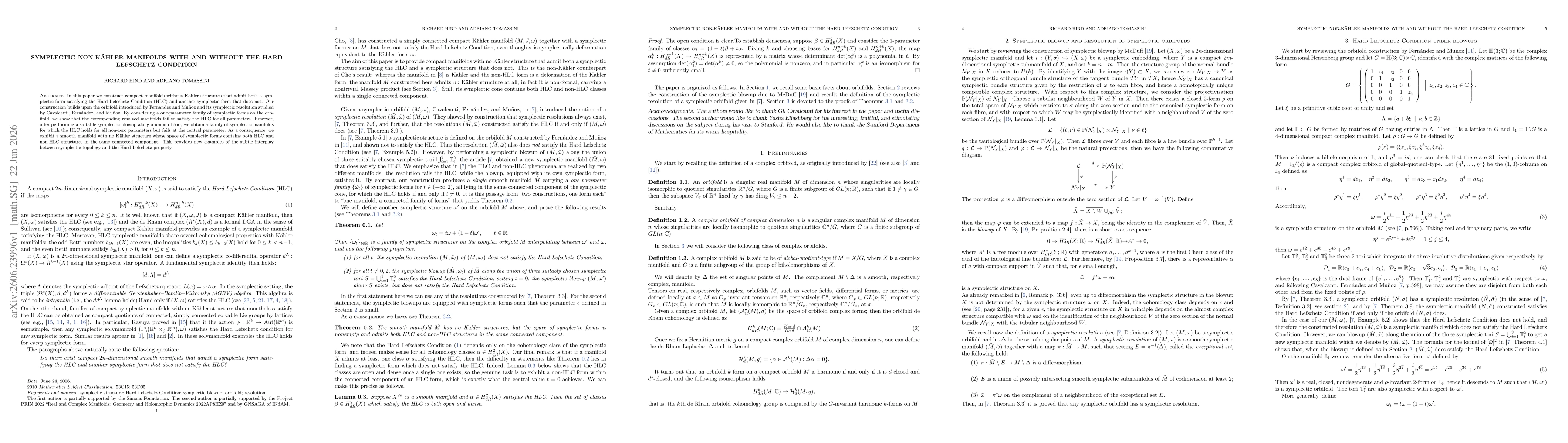 Thumbnail for Symplectic non-Kähler manifolds with and without the Hard Lefschetz Condition