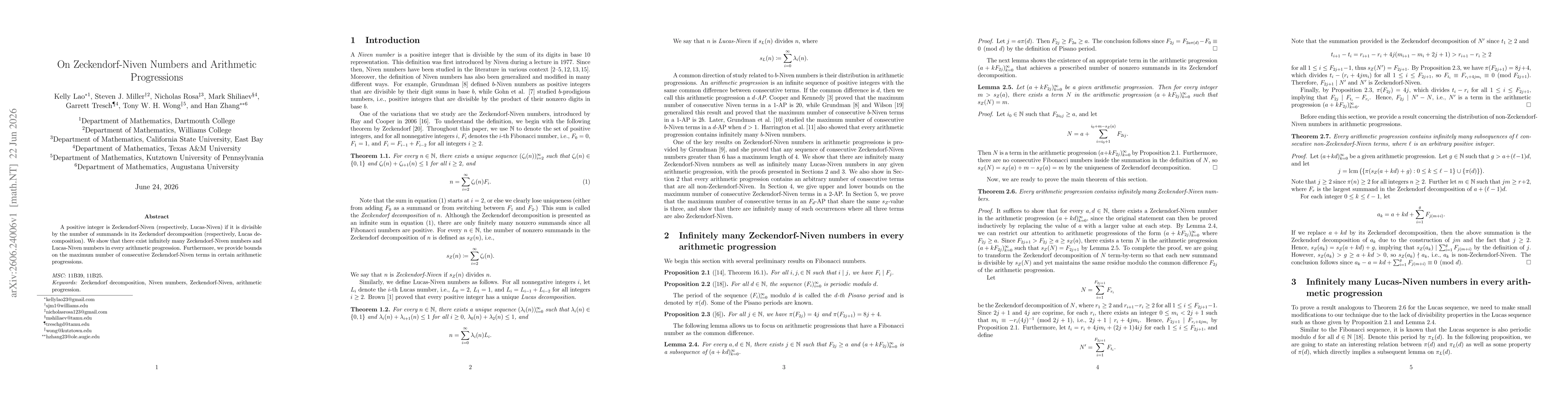 Thumbnail for On Zeckendorf-Niven numbers and arithmetic progressions