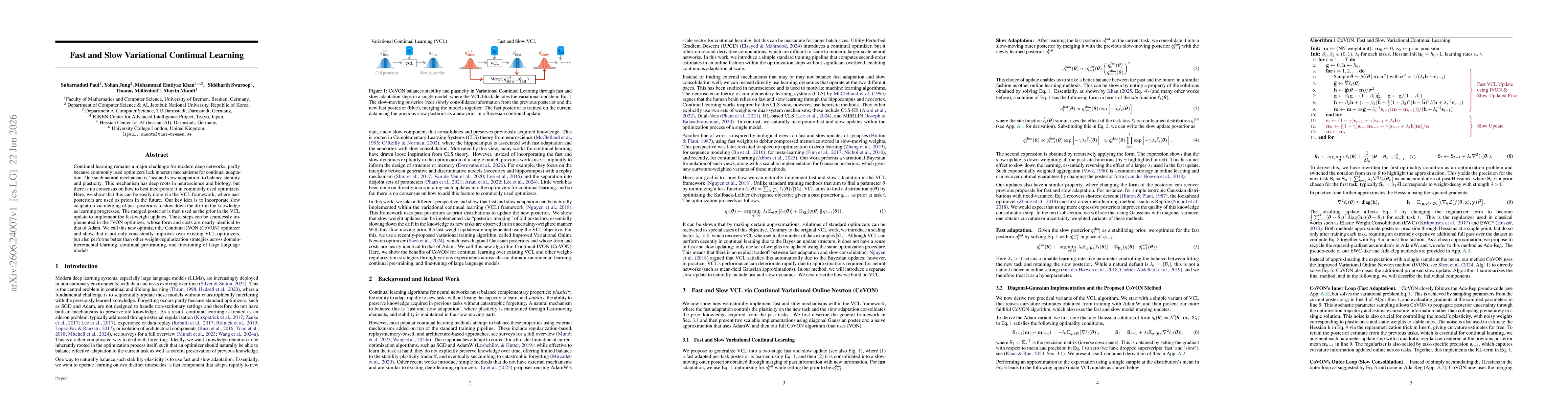 Thumbnail for Fast and Slow Variational Continual Learning
