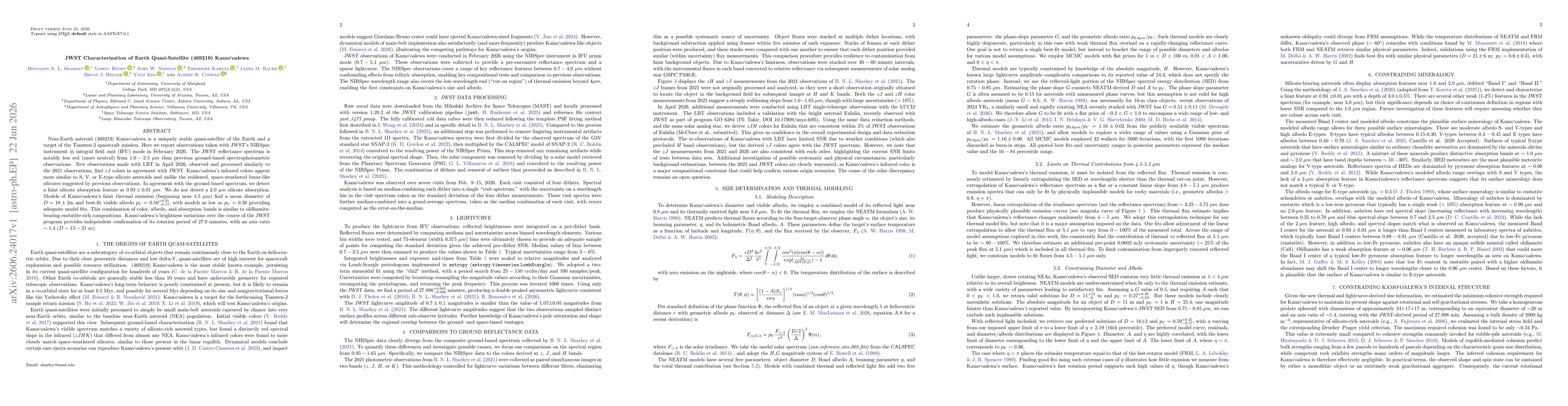 Thumbnail for JWST Characterization of Earth Quasi-Satellite (469219) Kamo`oalewa