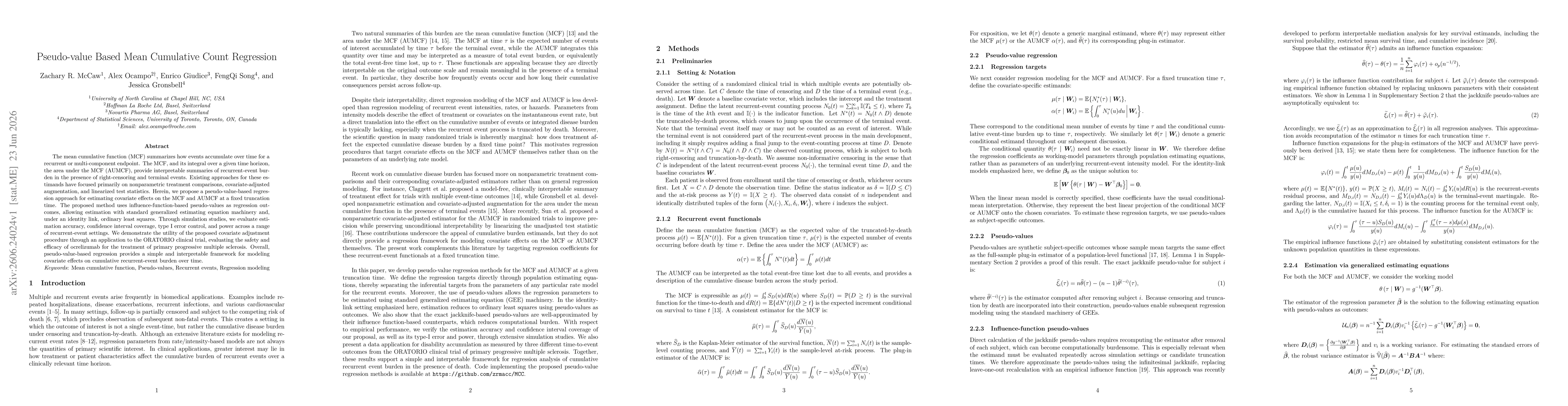 Thumbnail for Pseudo-value Based Mean Cumulative Count Regression