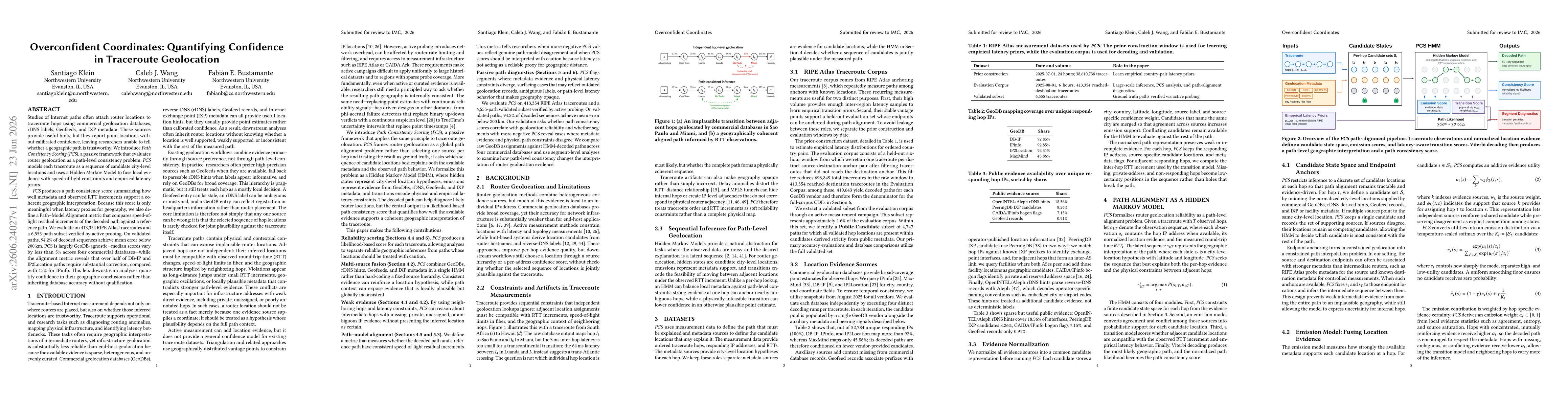 Thumbnail for Overconfident Coordinates: Quantifying Confidence in Traceroute Geolocation