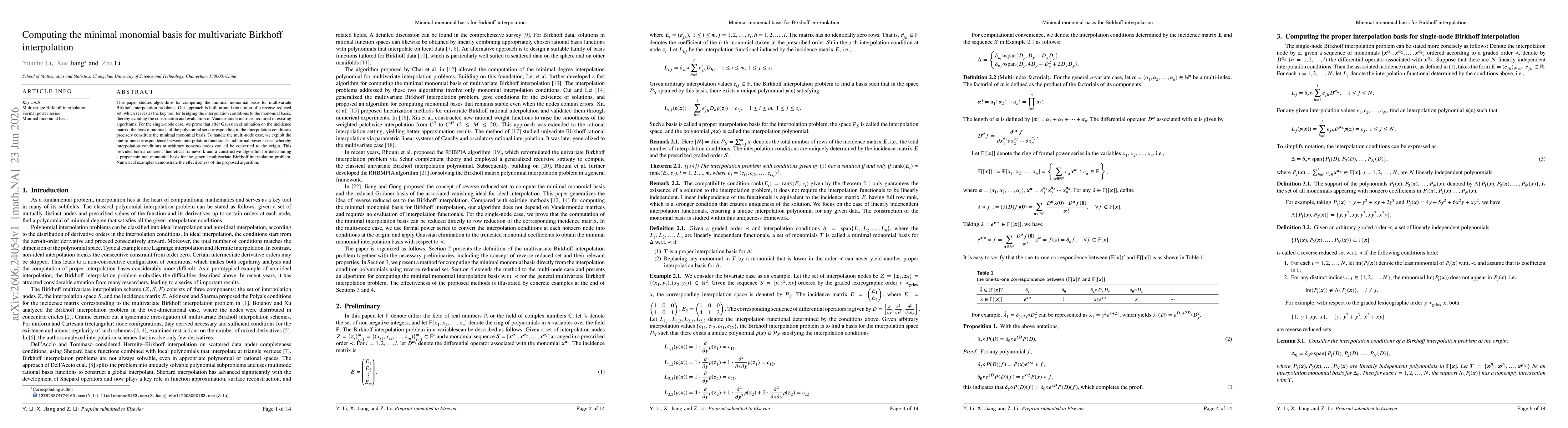 Thumbnail for Computing the minimal monomial basis for multivariate Birkhoff interpolation