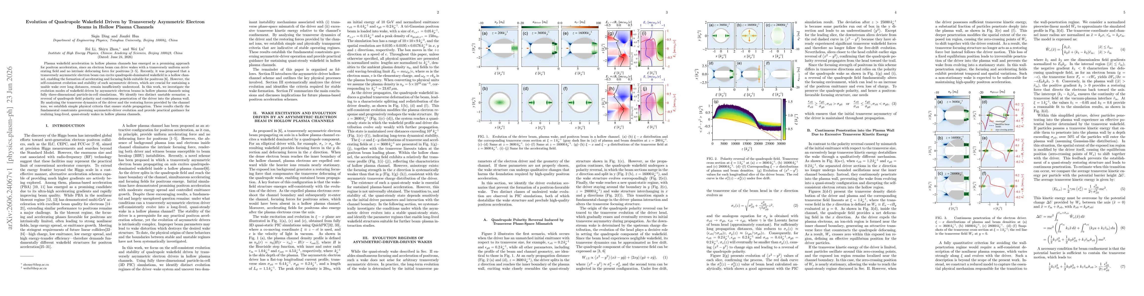 Thumbnail for Evolution of Quadrupole Wakefield Driven by Transversely Asymmetric Electron Beams in Hollow Plasma Channels