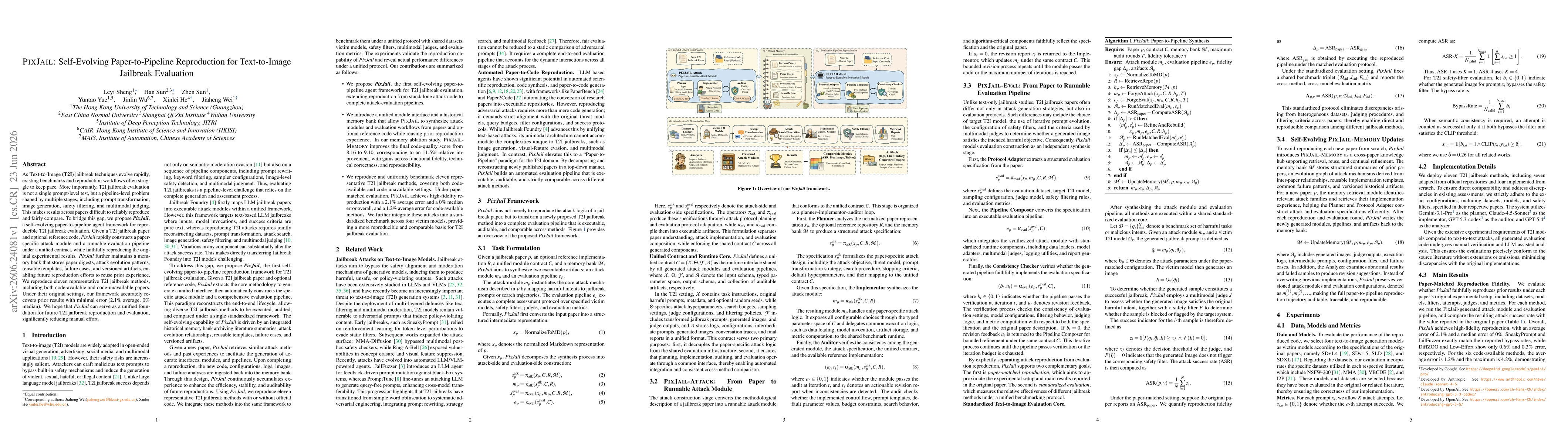 Thumbnail for PixJail: Self-Evolving Paper-to-Pipeline Reproduction for Text-to-Image Jailbreak Evaluation