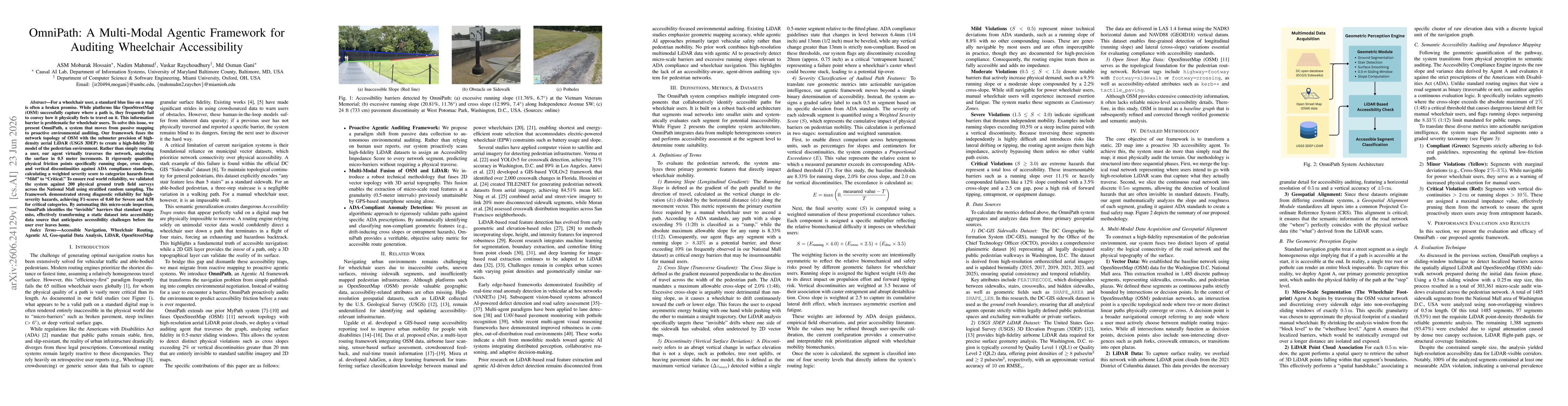 Thumbnail for OmniPath: A Multi-Modal Agentic Framework for Auditing Wheelchair Accessibility