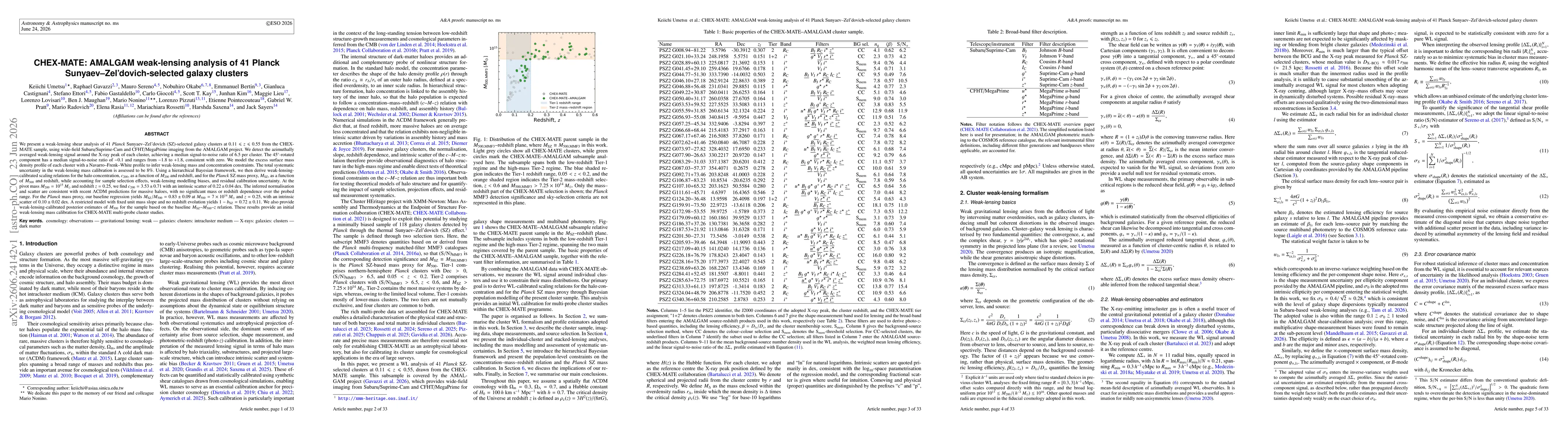 Thumbnail for CHEX-MATE: AMALGAM weak-lensing analysis of 41 Planck Sunyaev-Zel'dovich-selected galaxy clusters