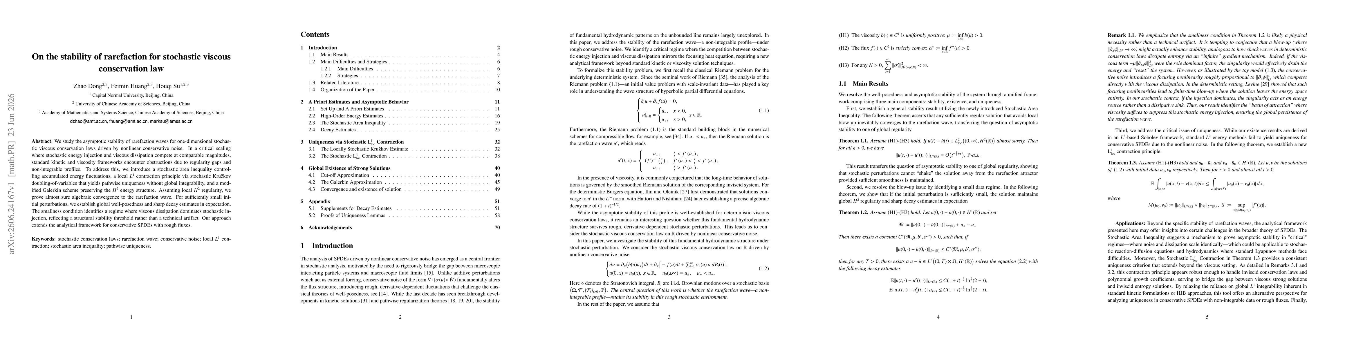 Thumbnail for On the stability of rarefaction for stochastic viscous conservation law