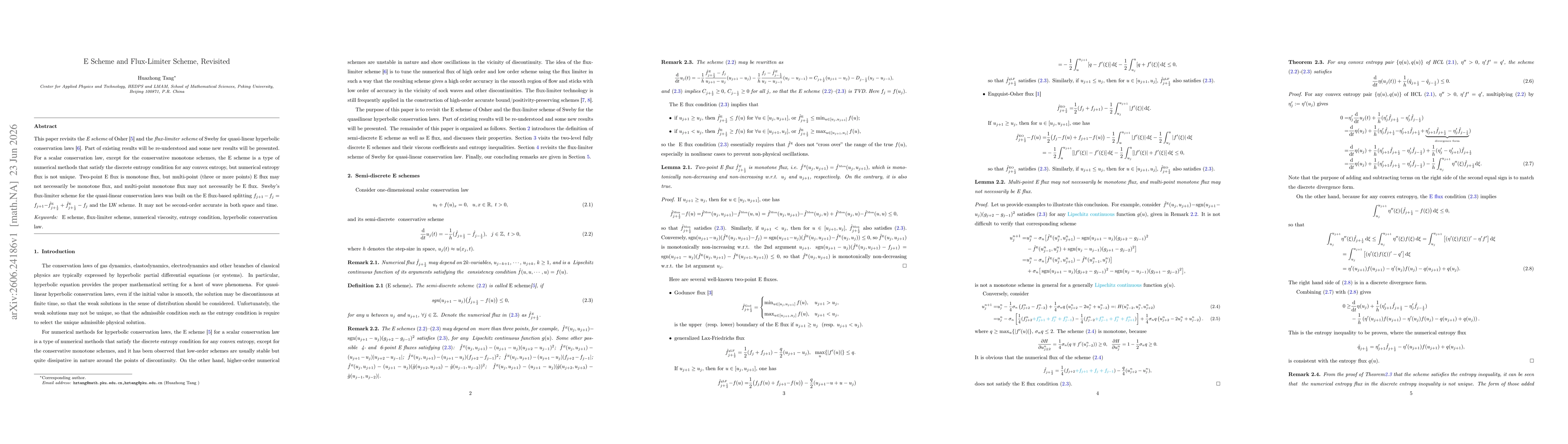 Thumbnail for E Scheme and Flux-Limiter Scheme, Revisited