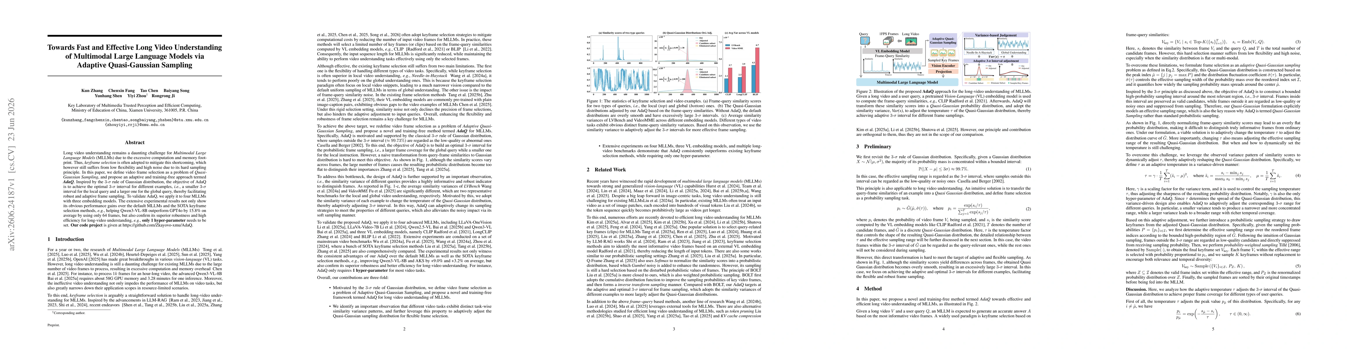 Thumbnail for Towards Fast and Effective Long Video Understanding of Multimodal Large Language Models via Adaptive Quasi-Gaussian Sampling