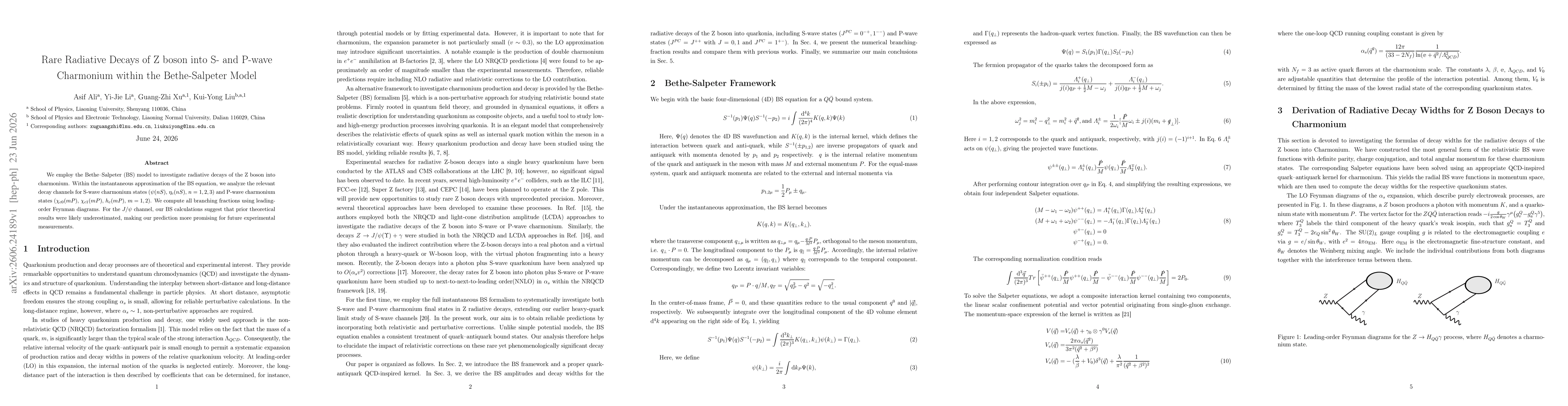 Thumbnail for Rare Radiative Decays of Z boson into S- and P-wave Charmonium within the Bethe-Salpeter Model